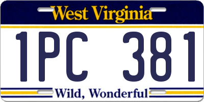 WV license plate 1PC381