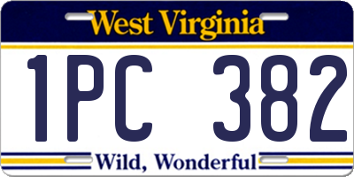 WV license plate 1PC382