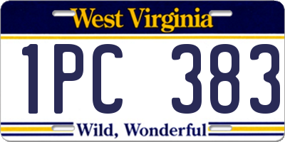 WV license plate 1PC383
