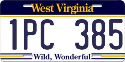 WV license plate 1PC385