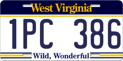 WV license plate 1PC386