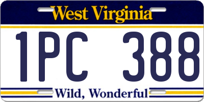 WV license plate 1PC388