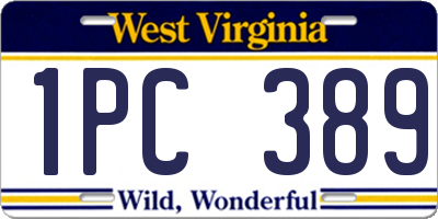 WV license plate 1PC389