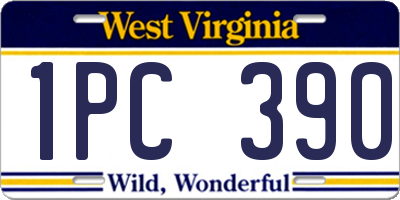 WV license plate 1PC390
