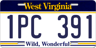 WV license plate 1PC391