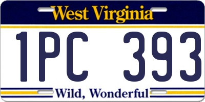WV license plate 1PC393