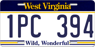 WV license plate 1PC394