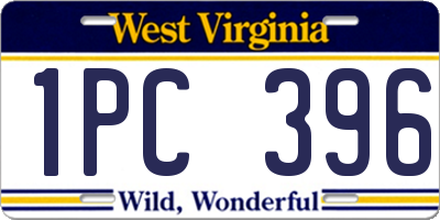 WV license plate 1PC396