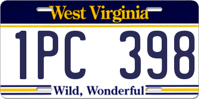 WV license plate 1PC398