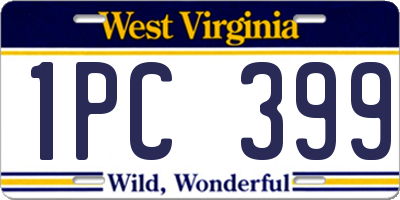 WV license plate 1PC399