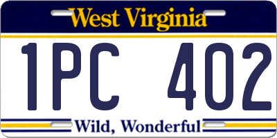 WV license plate 1PC402