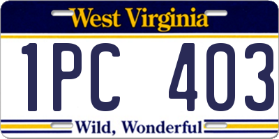WV license plate 1PC403