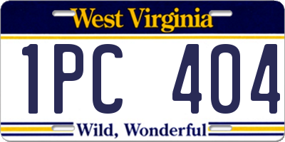 WV license plate 1PC404