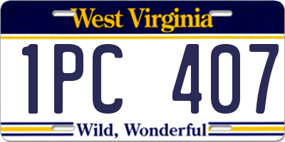 WV license plate 1PC407