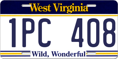 WV license plate 1PC408