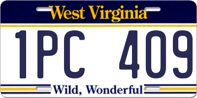 WV license plate 1PC409