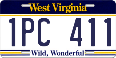 WV license plate 1PC411