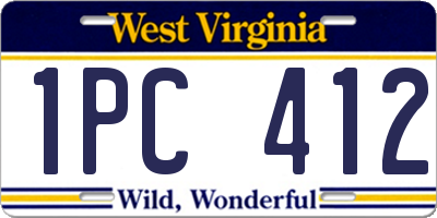 WV license plate 1PC412