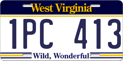 WV license plate 1PC413