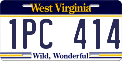 WV license plate 1PC414