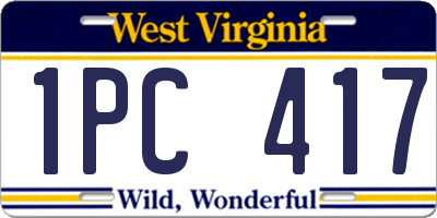 WV license plate 1PC417