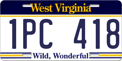 WV license plate 1PC418