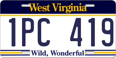 WV license plate 1PC419