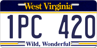 WV license plate 1PC420