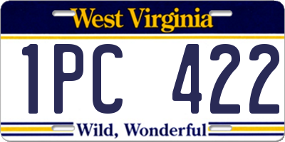 WV license plate 1PC422