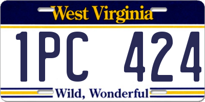 WV license plate 1PC424