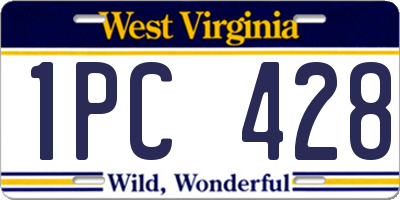 WV license plate 1PC428