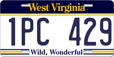 WV license plate 1PC429