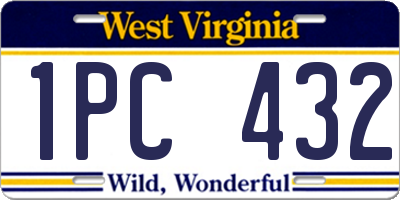 WV license plate 1PC432