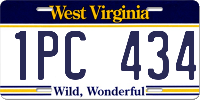 WV license plate 1PC434