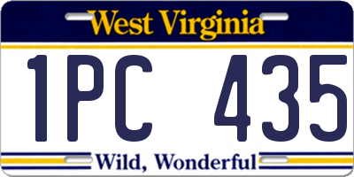 WV license plate 1PC435