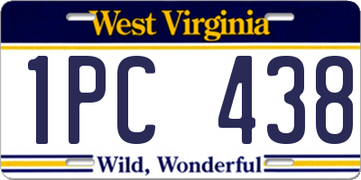 WV license plate 1PC438