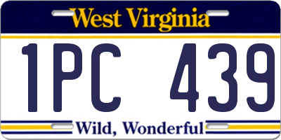 WV license plate 1PC439