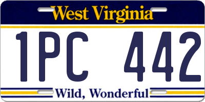 WV license plate 1PC442