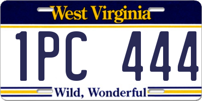 WV license plate 1PC444