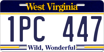 WV license plate 1PC447