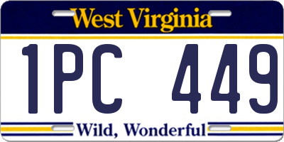 WV license plate 1PC449