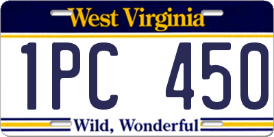 WV license plate 1PC450