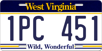 WV license plate 1PC451