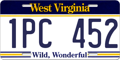WV license plate 1PC452