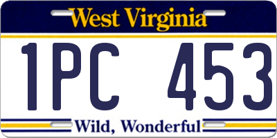 WV license plate 1PC453