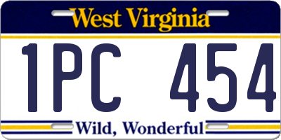 WV license plate 1PC454