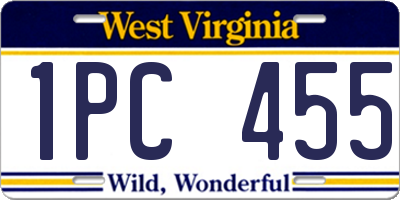 WV license plate 1PC455