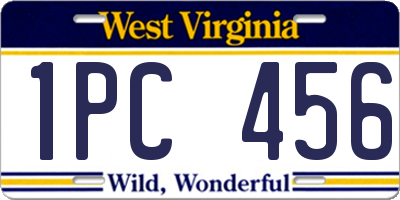 WV license plate 1PC456