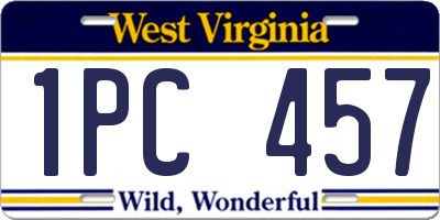 WV license plate 1PC457