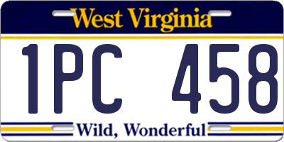 WV license plate 1PC458